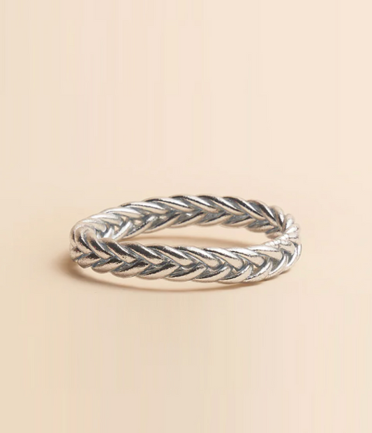 Braided Bracelet Silver Leaf