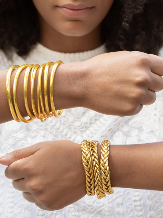 Braided Bracelet Yellow Gold Leaf