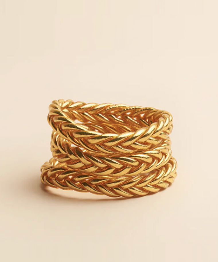 Braided Bracelet Yellow Gold Leaf