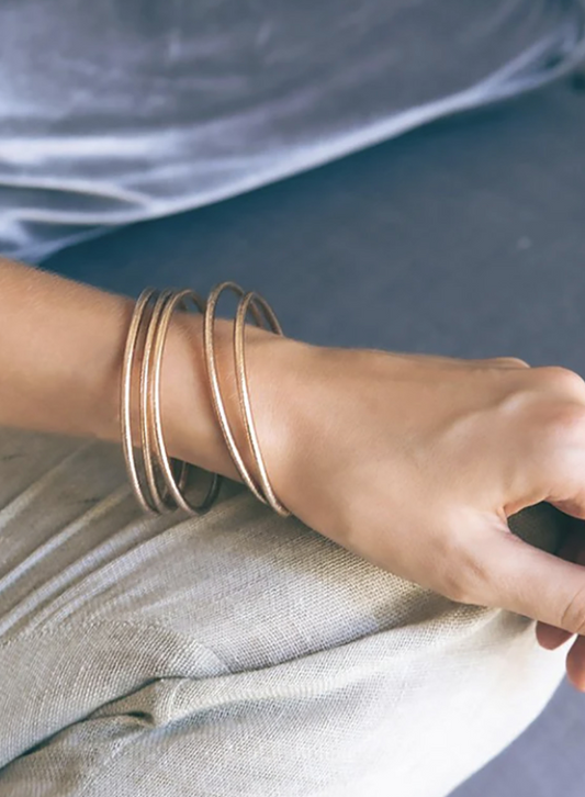 Slim Bangle, Rose Gold Leaf