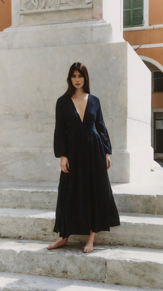 A perfect Nomad - Wild Heart - Organic cotton maxi dress (Black)