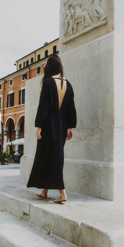 A perfect Nomad - Wild Heart - Organic cotton maxi dress (Black)