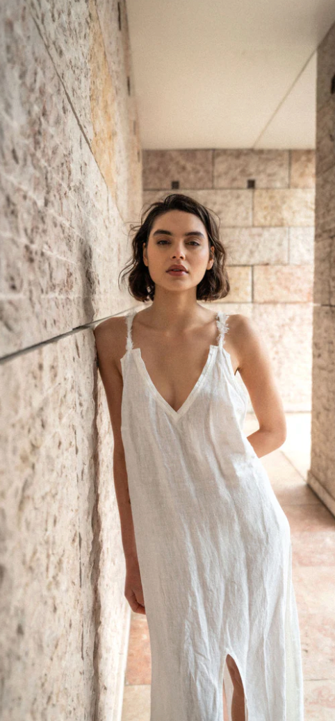 A Perfect Nomad - Bora Bora Dress (White) Linen backless dress