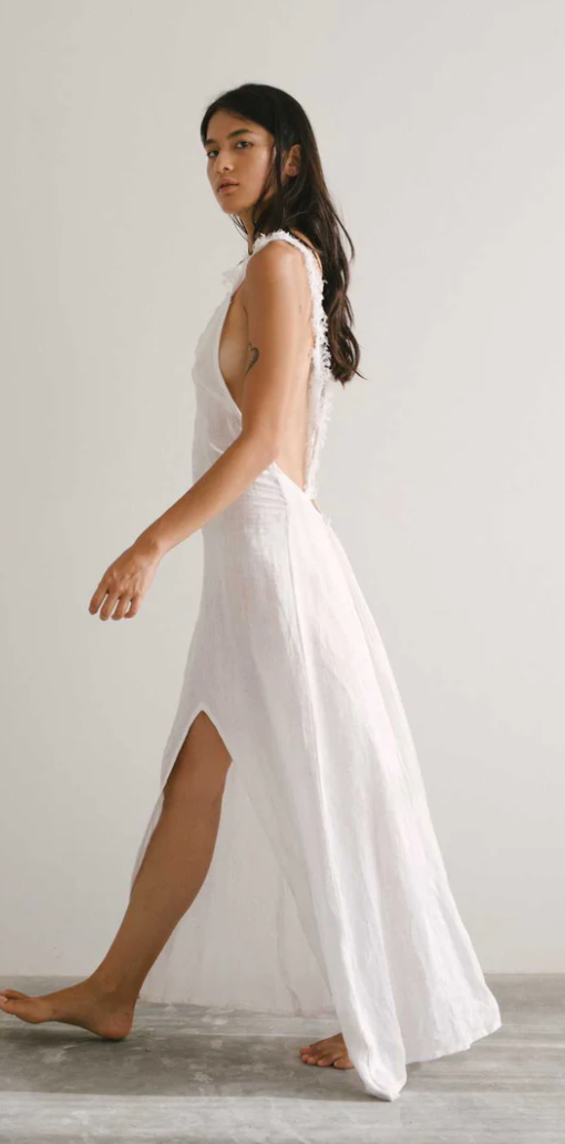 A Perfect Nomad - Bora Bora Dress (White) Linen backless dress