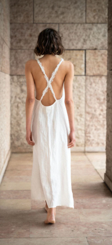A Perfect Nomad - Bora Bora Dress (White) Linen backless dress
