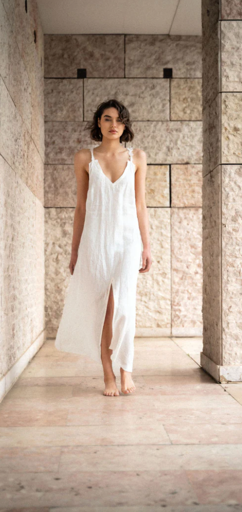 A Perfect Nomad - Bora Bora Dress (White) Linen backless dress