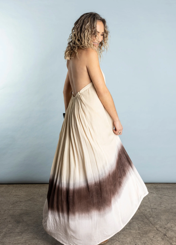 Rocking Gypsy - Catalina Low Back Maxi Halter Dress Natural