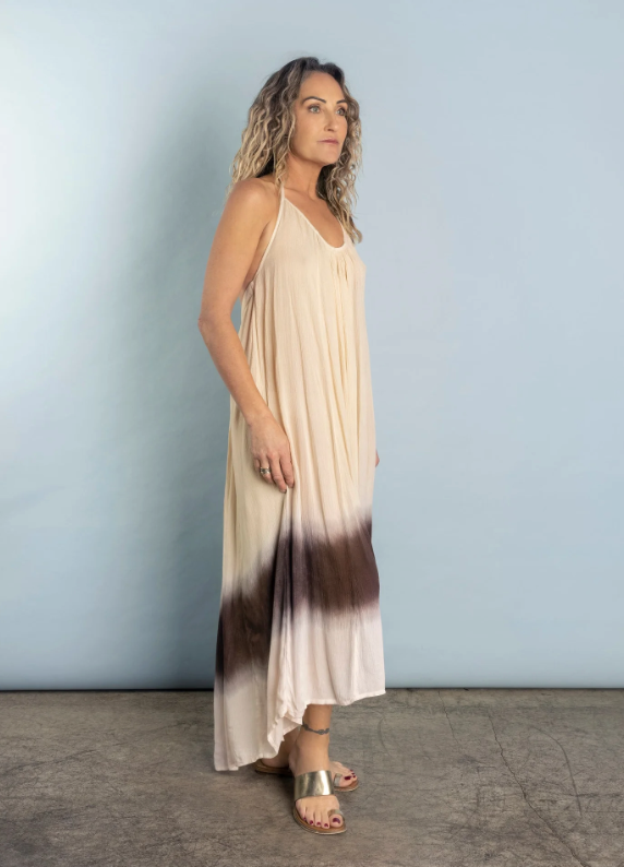 Rocking Gypsy - Catalina Low Back Maxi Halter Dress Natural