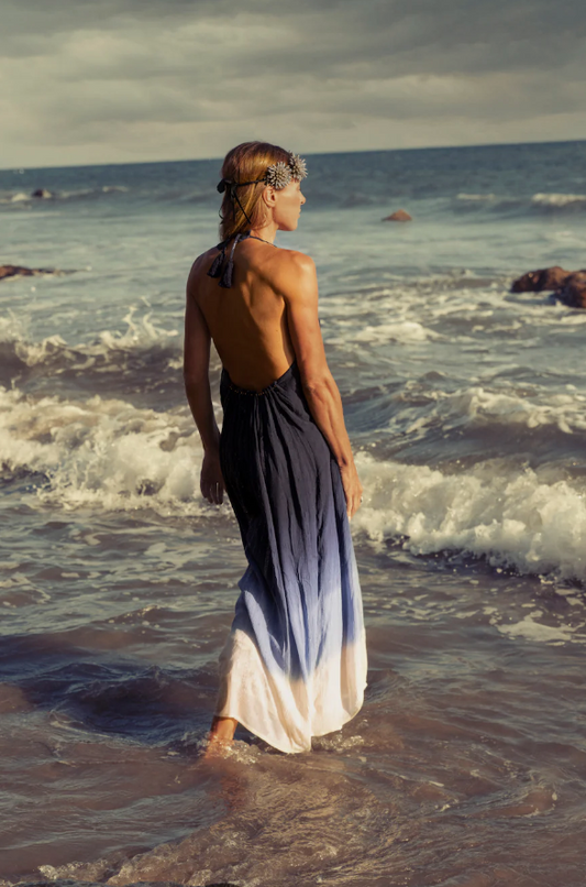 Rocking Gypsy - Catalina Low Back Maxi Halter Dress Ocean