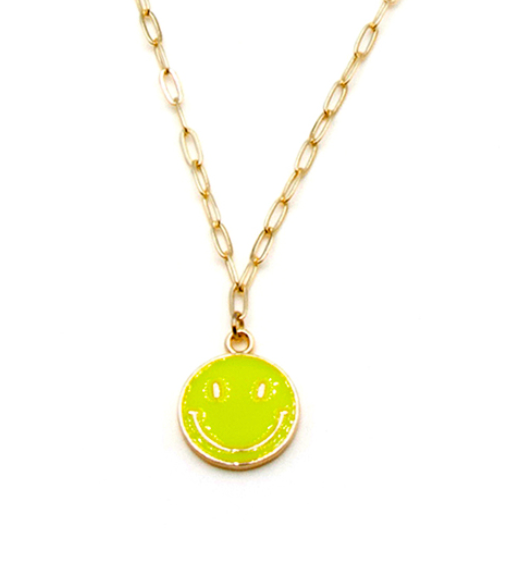 Beach Jewellery - Smiley Pendant in Acid Yellow Enamel