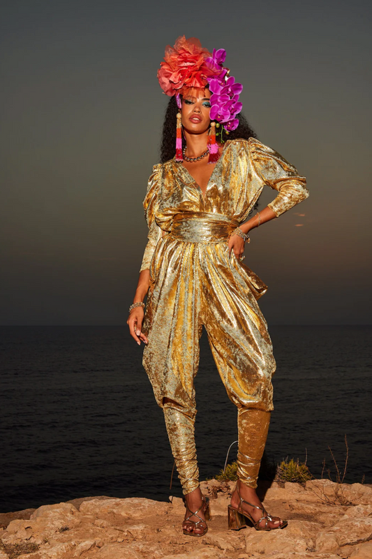 Julia Clancey - Gloria Snakeskin Jumpsuit Set Gold