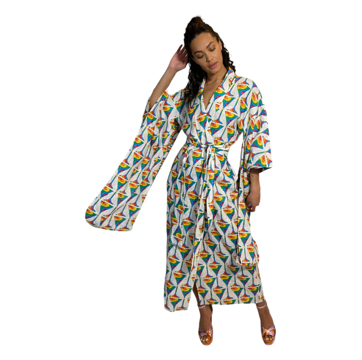 Julia Clancey - Rainbow Martini Reversible Linen Kimono
