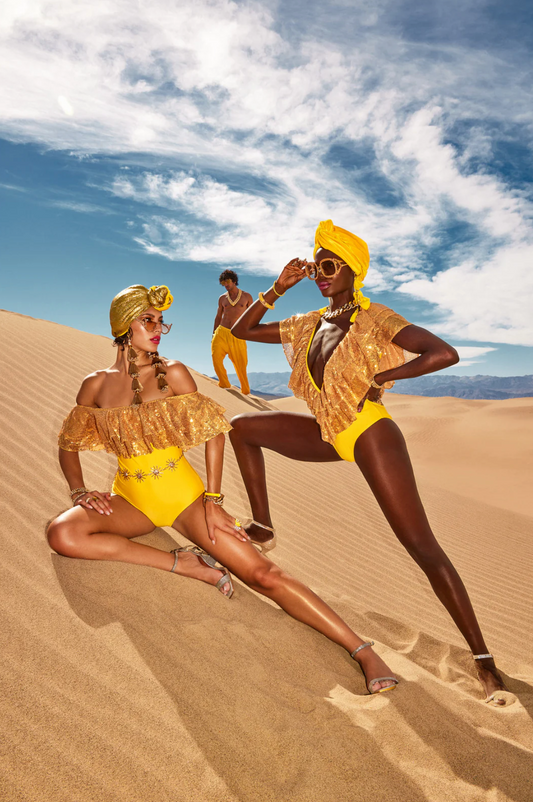 Julia Clancey - Victory Yellow Sequin Swim Body
