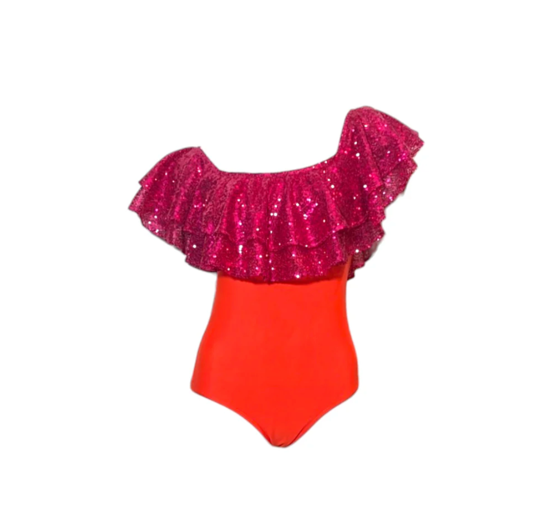 Julia Clancey - Rara Raspberry Tigre Sequin Swimsuit Body