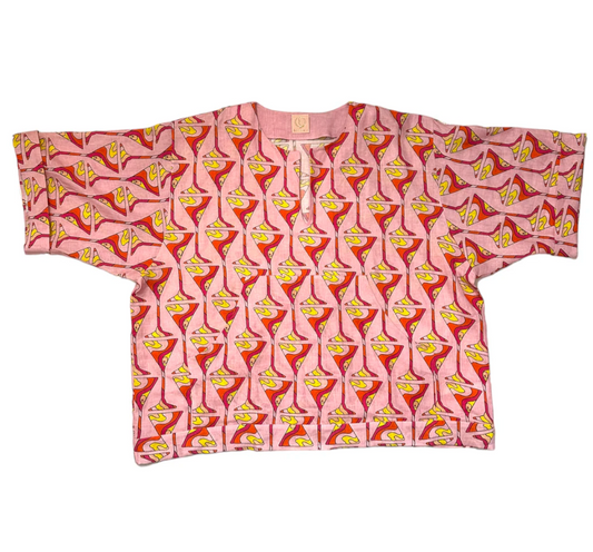 Julia Clancey -Unisex Pink Martini Time Linen Top