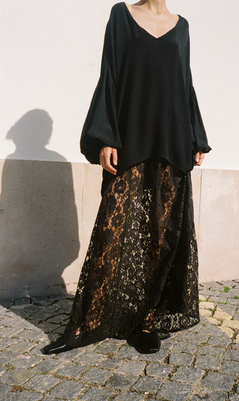 A Perfect Nomad Lace Slip Skirt Black