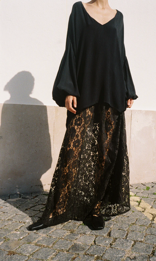 A Perfect Nomad Lace Slip Skirt Black