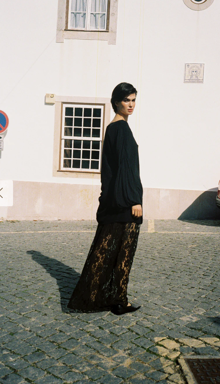 A Perfect Nomad Lace Slip Skirt Black