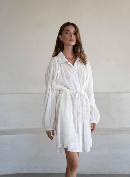 A perfect Nomad - Crinkle Shirt Dress White