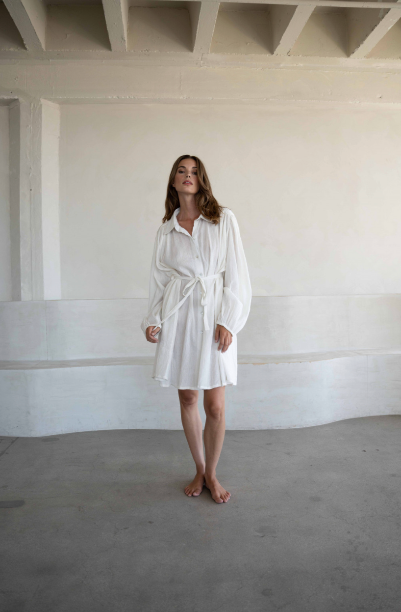 A perfect Nomad - Crinkle Shirt Dress White